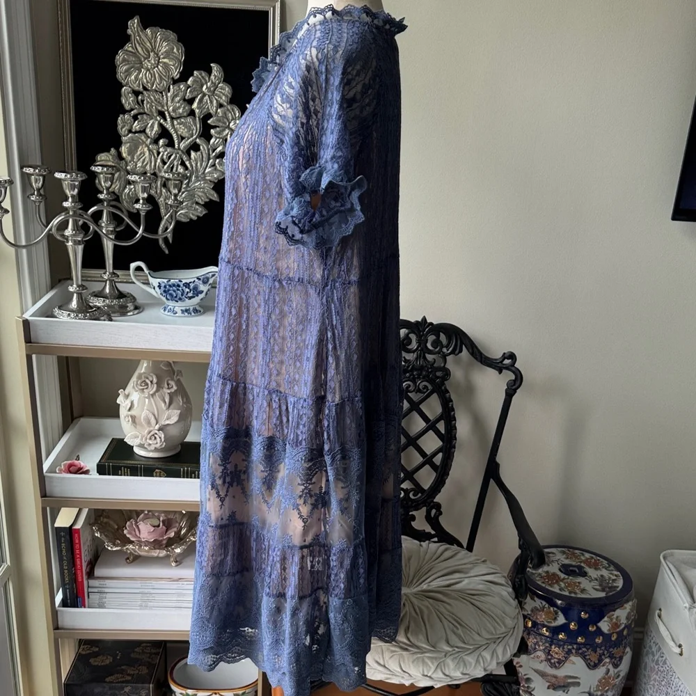 Sundance Navy Lace Midi Dress - Picture 2 of 7